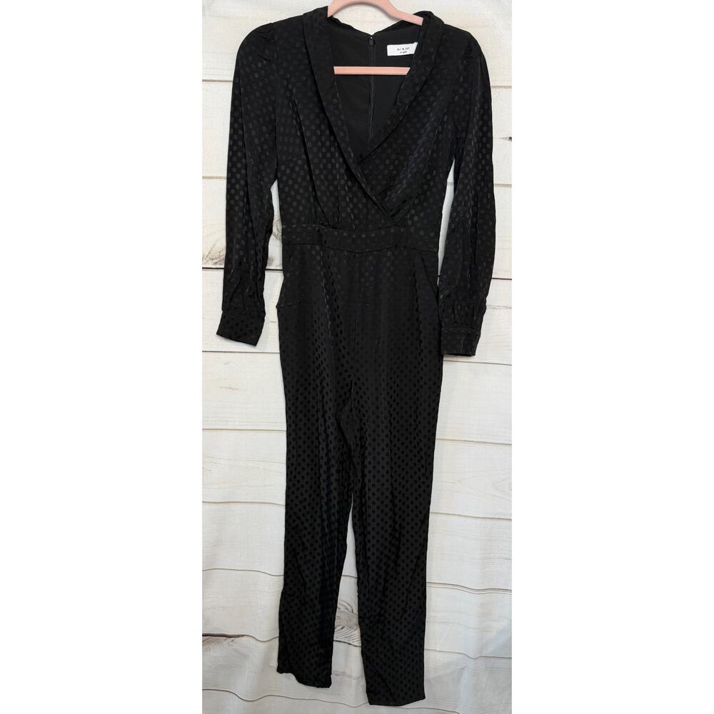 Ali & Jay Los Angeles Jumpsuit XS Black Long Sleeve Polka‎ Dots Collared Trendy